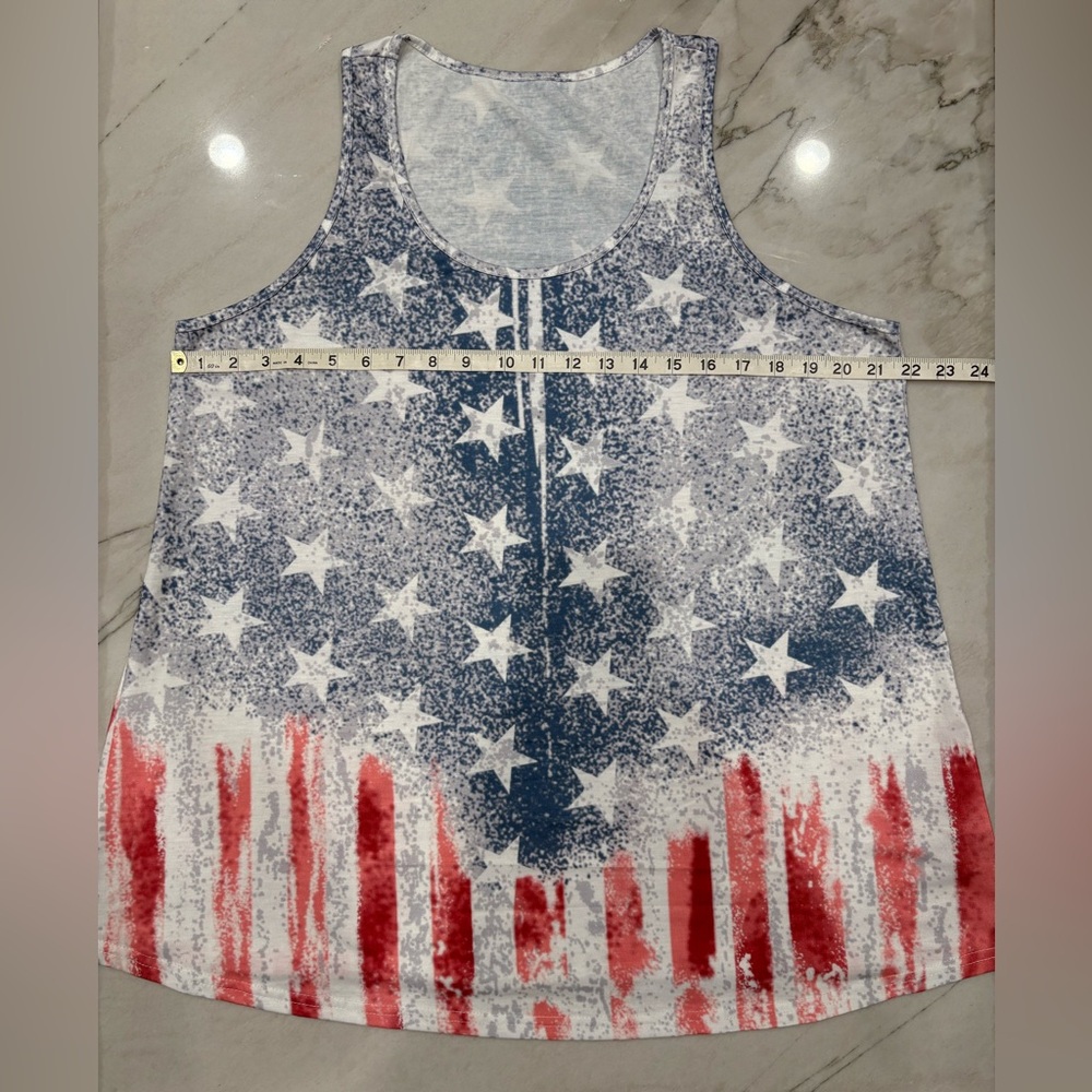 Stars & Stripes Sleeveless Tank Top - Red, White & Blue